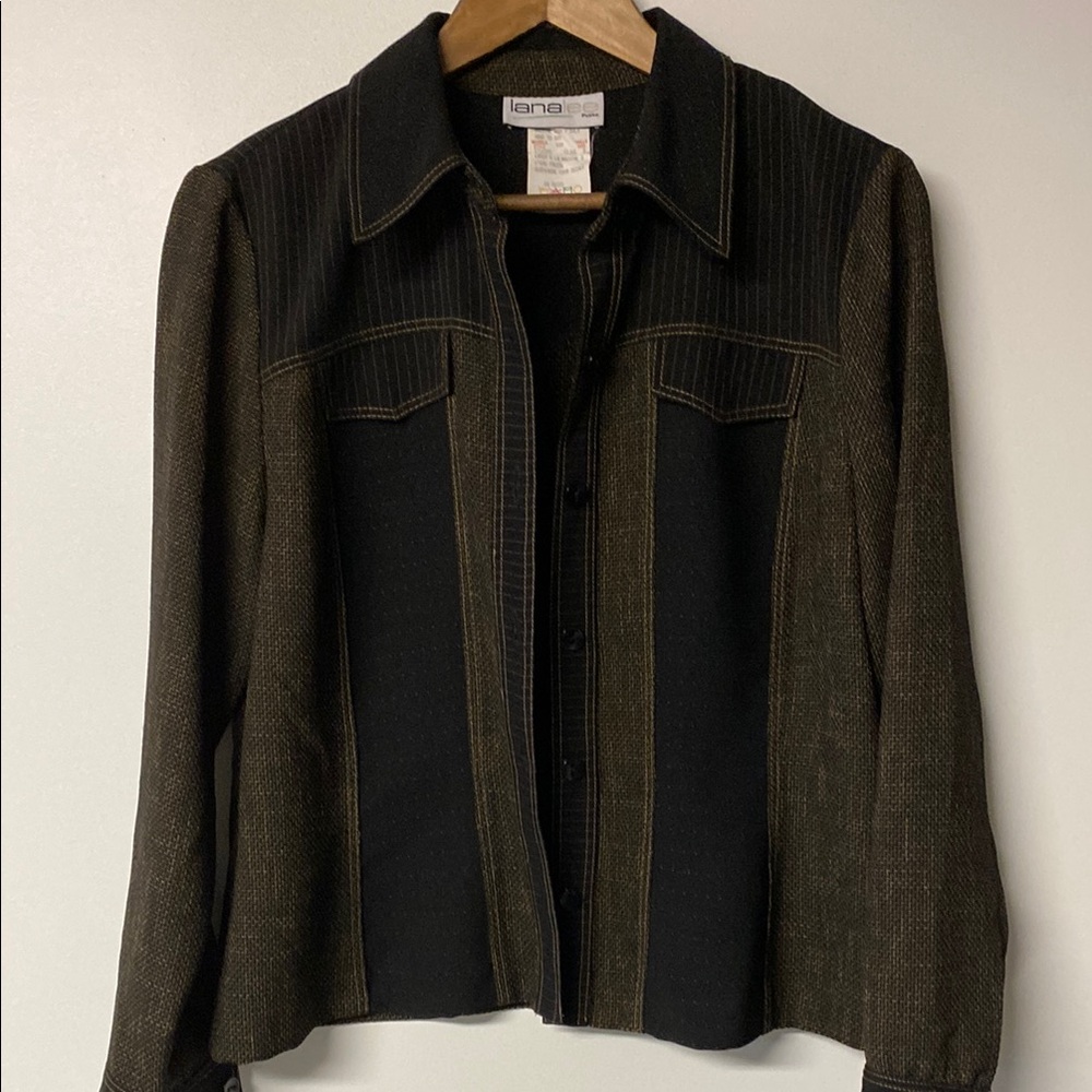 LANA LEE Black and Brown Tailored Blazer with Structured Silhouette Vintage